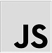 The bold black letters "JS," representing JavaScript, are displayed on a light gray square background.